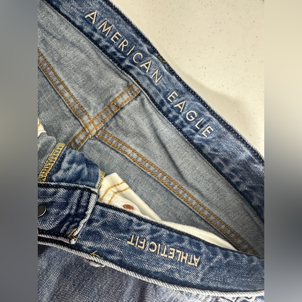 American Eagle Jeans Mens 29x30 Athletic Fit Denim Blue Jeans Cotton Linen blend - Picture 7 of 11